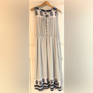 Lucky Brand Blue and White Mixed Print Maxi Dress Size Medium